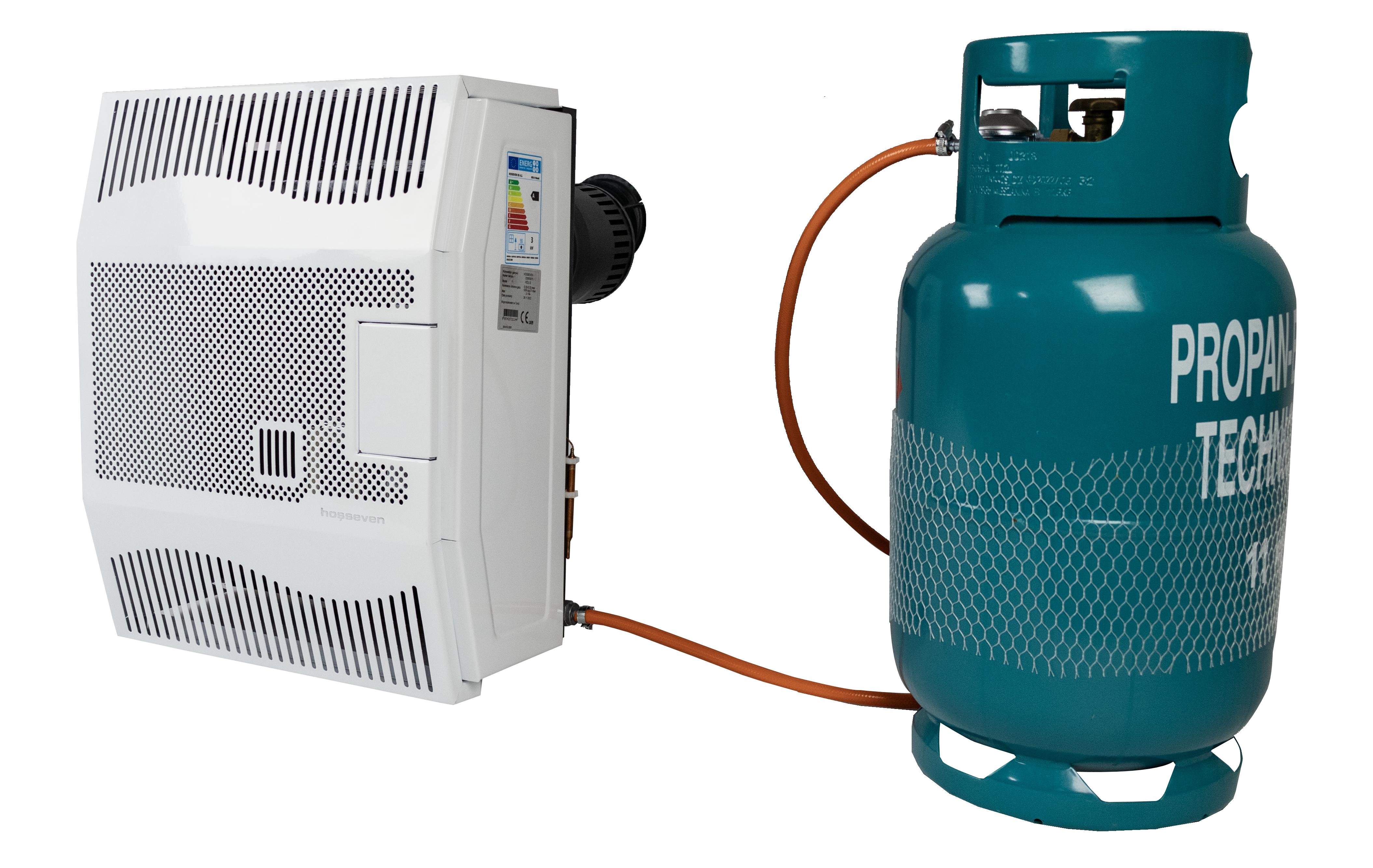 Gas cylinder heater with thermostat and cast iron combustion chamber